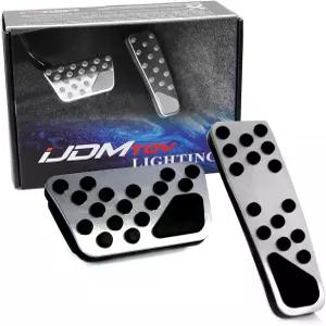 iJDMTOY 2pc 세트 트랙 레이싱 스타일 다이렉트 핏 실버 알루미늄 풋 페달 커버 닷지 챌린저 충전기 매그넘