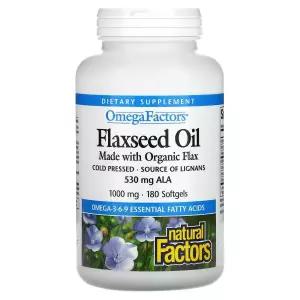 내추럴팩터스 오메가 팩터스 아마씨유 오일 Flaxseed Oil 1000mg 180 소프트젤 Omega 3