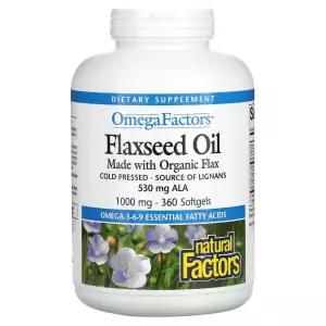내추럴팩터스 오메가 팩터스 아마씨유 오일 Flaxseed Oil 1000mg 360 소프트젤 Omega 3