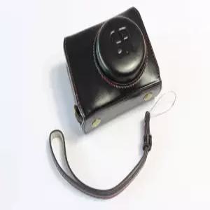 리코 GR III 케이스 볼리누스 수제 PU 가죽 전신 카메라 가방 커버 하단 개방 버전 + 넥 스트랩(블랙)