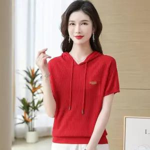 여친 니트 여름 후드 티셔츠 쿨링 루즈핏 슬림핏 셔츠 상의 반팔 얇은 admr1