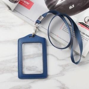 [2개구성] 가죽 양면 사원증 케이스+목걸이줄 카드목걸이 학교 교실 학원 관공서 KWC7D2F2