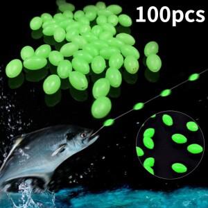 100pcs/lot Oval Night Luminous Fishing Beads Glowing Sea Lure Bait Floating Tackles Tool for Rig 4/5