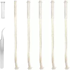 유리 튜브 홀더가 있는 5PCS 오일 램프 윅 - 홀더 캔들 DIY 알코올 버너용 교체용 면 토치 핀셋 세트
