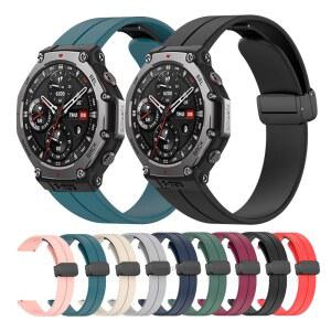 Huami Amazfit T-rex3 스마트 워치용 실리콘 손목 밴드, T-rex 3 액세서리 스트랩, 팔찌, 밴드 폴딩 마그네틱 버클