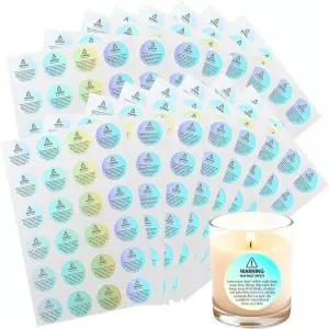 600개의 양초 경고 라벨 1.18인치 방수 스티커 자동 접착식 DIY 병용 왁스 용융 용기 틴스 보티베 안경