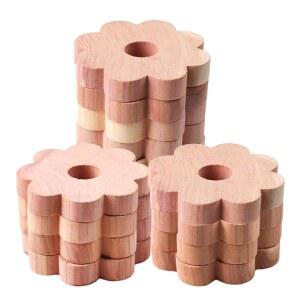 [미국배송] 옷 보관용 시더 블록 12개 옷장용 칩 및 서랍용 신선 링 플라스틱 또는 와이어 행거용 자연 옷장 캐비닛 서랍 신발 프레시너 DIY 공예품