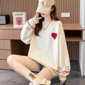 [의류] 러빙유 엠보 오버핏 맨투맨 티셔츠 하트