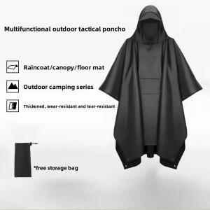 군호환  레인 판초 3 in 1 캠핑 하이킹 바이크 오토바이호환  방수 후드 재킷 커버 - 패커블 비상 대피소