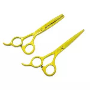 [반려] 모모 컬러 미용 가위숱가위세트 옐로우 -케이스포함