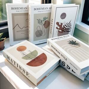 Boho Monet Matisse  가짜 책 보관 상자 홈 인테리어 호환 장식 커피 테이블 침실 거실