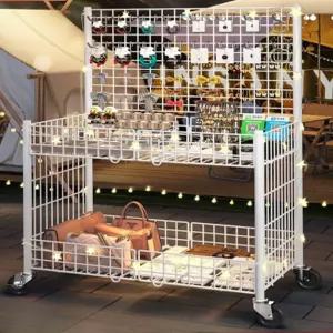 접이식 진열대 철망 거치대 가판대 전시대 대형 바퀴 네트망 매장 벽걸이 랙 이동