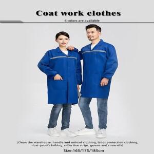 단색 실험복 반사 스트립 고가시성 방진 작업복 청소 창고 작업자용 강화 솔기 커버올