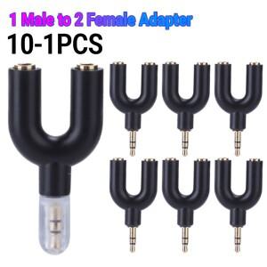 1-10pcs 헤드셋 오디오 Y 분배기 3.5mm 확장 이어폰 어댑터 1 남성 2 여성 스테레오 비디오 플러그 변환기