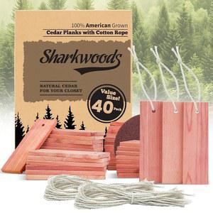 [미국배송] 의류 보관용 시더 블록 - 40팩 레드 판자 100% 천연 아로마 시더우드 면 로프 및 사포로 옷장 서랍 정리용 프레시너