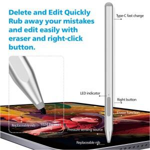 Microsoft Surface Go용 GW-스타일러스 펜 MPP 2.0 펜 Pro 9/8/7/6/5/X용 고속 충전 지우개 포함