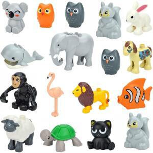 큰크기 입자 동물 빌딩 블록  농장 곰 팬더  사슴 고양이 호랑이 대형 벽돌 Duploes 장난감