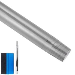 [미국배송] LZLRUN 고광택 비닐 리얼리스틱 페인트 랩 롤 자동차 스티커 필름 데칼 버블 프리 설치 도구 세트(실버 1.65피트 X 5피트) 포함