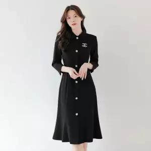 [시크라인] 시오라 새틴배색카라 머메이드 원피스