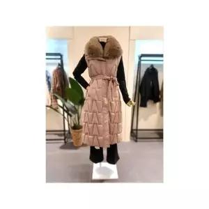 [하프클럽/미스칸트]  KNPDPB06BE  벨티드 롱 패딩조끼 BE