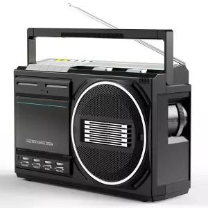 마이크가 내장된 카세트 플레이어 테이프 USB 변환기가 있는 휴대용 블루투스 붐 라디오 AC DC 전원