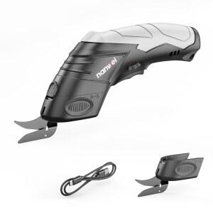 [미국배송] 얇은 판지 원단 카펫 가죽(블랙)을 위한 NANWI 전기 가위 무선 블레이드 2개가 장착된 타입-C 충전식 커터 4.2V 하이 U2011 토크 모터(블랙)