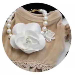 [반려] 강아지 코사지 진주 목걸이 화이트 M 1P 액세서리