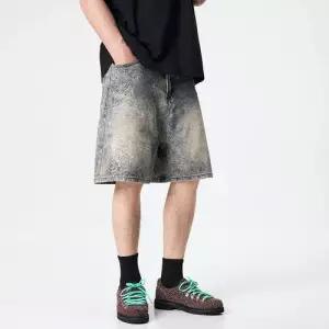 데님 하계 빈티지 남성용 청반바지 조가 요소 자카르 반바지 하이웨스트 부 CH1