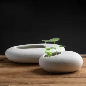 옹기 꽃 항아리 물확 심플 수반 어항 타원형