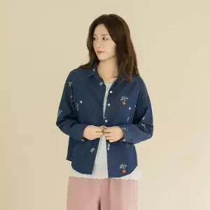 엄마옷 마담4060 [내추럴포엠]꽃자수데님셔츠 중년여성 데일리 -ZBL2602018-