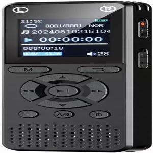 홀리아스크 192GB 디지털 음성 녹음기 내장 스피커 포함 휴대용 오디오 활성화 WAV A/B 반복 및 비밀번호