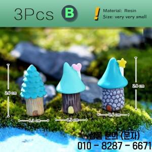 3개입 트리하우스 미니어처 피규어 자동차 정원 집 케이크 장식 빌딩 DIY 액세서리 풍경