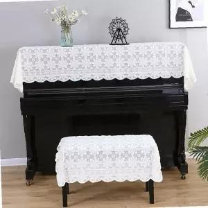 피아노 상판 덮개 업라이트 전자 건반 악기 보호 커버 레이스 패턴 먼지 방지