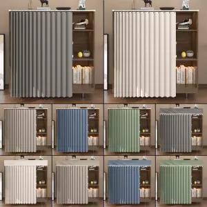 커튼 커튼방 주방 캐비닛 홈 펀치없는 블랙 아웃 신발 접이식 옷장 책장 방진 천 커버