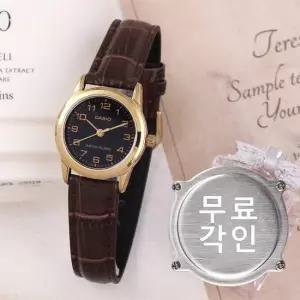 무료각인 LTP-V001GL-1B 스탠다드 데일리 아날로그 정장 여자 가죽 시계 d