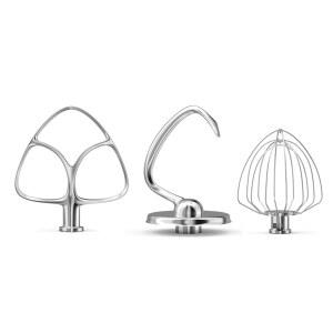 [미국배송] 스테인리스 스틸 스탠드 믹서 부착물 3-피스 키친에이드 및 4.5-5 쿼터 볼(K45WW 6-와이어 채찍 4.5-5QT 플랫 비터 도우 후크 부착물)