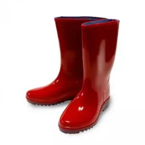 [셀러에이드]여성용 빨간색 방수 고무장화 작업용 낚시 과수원 장화