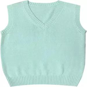 블로스티르노 여성 스웨터 조끼 V 넥 JK 유니폼 킨트 솔리드 클래식 민소매 풀오버 상의