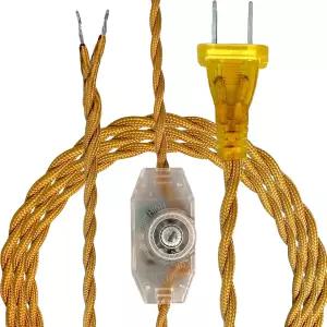 로얄 디자인 Inc. NEMA15P 플러그가 장착된 8피트 트위스트 레이온 램프 코드 로터리 디머 스위치 스트립