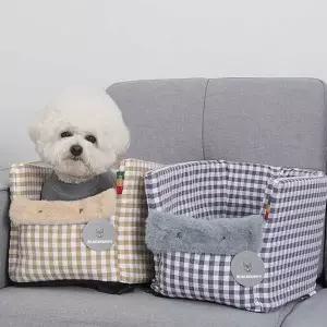 카시트 강아지 체크 드라이빙 펫이동가방 차량용방석