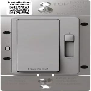 르그랑 래디언트 150와트 디머 라이트 스위치 단극/3방향 LED 디머로 디밍 가능한 RHL153PGRY 그레이