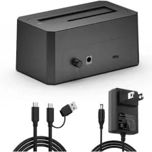 SAS/SATA-USB 3.0 어댑터 2.5/3.5인치 외장 SAS 인클로저 USB-A/C 케이블 12V/2A 전원 어댑터가 있는 HDD