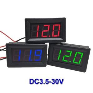 DC 3.5-30V 디지털 자동차 전압계 측정기 빨간색파란색Green12V 24V 바이크 오토바이 차량 LED 디스플레이