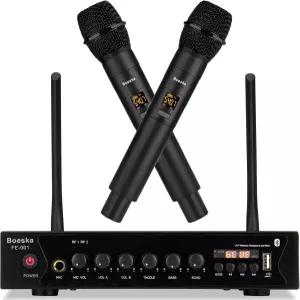 Boeska 무선 마이크 시스템 262피트 범위 UHF 듀얼 휴대용 세트 가정용 노래방 노래 연설 파티 모임