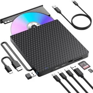 노트북용 외장 CD DVD 드라이브 USB 3.0 광학 디스크 포트 4개 및 TF/SD 카드 슬롯 2개 노트북 데스크탑