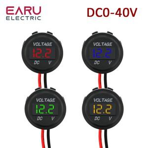 Earu DC 0-40V 방수 전압계 LED 디지털 디스플레이 측정기 자동차 바이크 오토바이 배터리 패널 볼트 모니