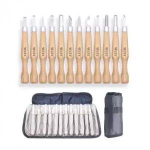 12P 목공 나무 판화용 조도칼 공예용 칼 케이스 포함