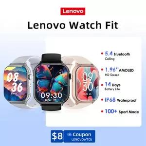 레노버 2025 신제품 안드로이드 및 IOS 스마트워치 핏 F101 1.96인치 HD AMOLED 심박수 블루투스 통화 방수