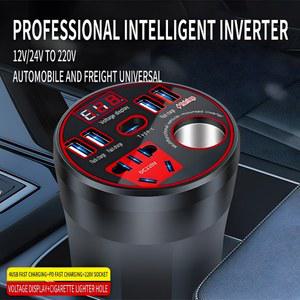 자동차용 다기능 전력 인버터 12V/24V에서 220V로 변환기 200W 고속 충전 온보드 전력 변환기