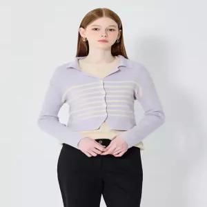 [오조크][오조크(OZOC)] 스트라이프 셔츠카라변형 가디건 (택가격 99000원)